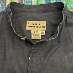 EDDIE BAUER Dark Indigo Collarless Shirt